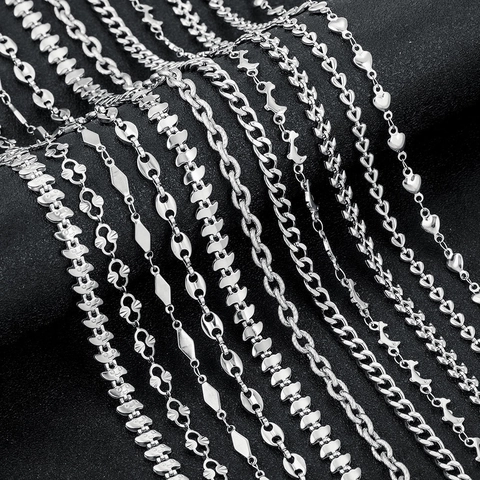 Edelstahl DIY Schmuckherstellung Ketten Meterware Für Halsketten Armbänder Herz Figaro Panzerkette Mehrere Stile