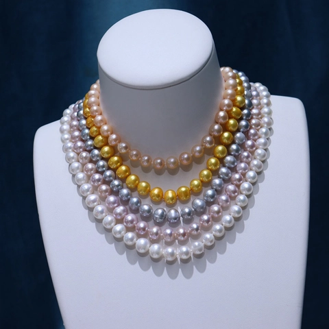 Elegante Süßwasserperlen Halskette Und Ohrringe Schmuck Klassische Runde Glänzende Perlen Geschenk Für Mutter Jahrestag Hochzeit