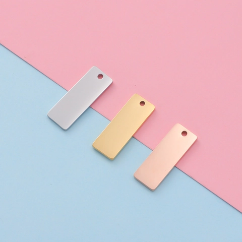 Roestvrijstalen Rechthoekige Hanger Blank Bar Tag Spiegel Gepolijst DIY Sieraden Maken Accessoires Goud Roségoud Zilver Geometrisch