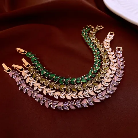Marquise Cut Zircon Resin Leaf Wheat Ear Bracelet Light Luxury Fashion Jewelry For Women Copper