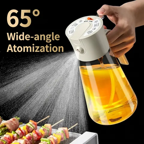 Dual Use Glass Oil Sprayer Bottle And Dispenser For Air Fryer Cooking BBQ Mist Atomizer Borosilicate Glass Plastic Tool