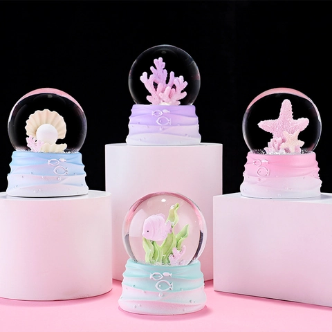 Leuchtende Unterwasserwelt Kristallkugel Ozean Serie Meereslebewesen Harz Glas Schreibtisch Ornament Kreatives Geburtstagsgeschenk Heimdekoration