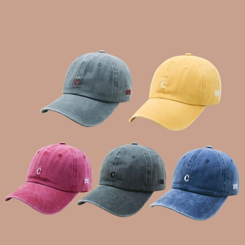 Cappello Da Baseball In Cotone Lavato Vintage Ricamo Lettera C Retro Cappello Da Sole Regolabile Uomini Donne Dad Hat