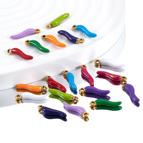 Chilischoten Cornicello Anhänger Edelstahl Emaille Anhänger Bunte DIY Schmuckherstellung Zubehör Für Ohrringe Halsketten