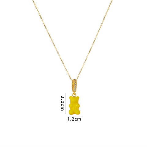 Gummibärchen Anhänger Halskette Titanstahl Kette Bunter Harz Cartoon Tier Mit Zirkonia Schmuck Für Damen