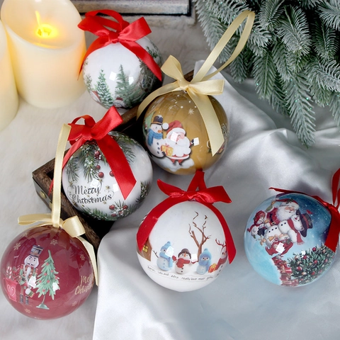 Palle Di Natale Ornamenti In Schiuma Di Plastica Decorazioni Appese Motivi Pupazzo Di Neve Babbo Natale Con Fiocco Di Nastro