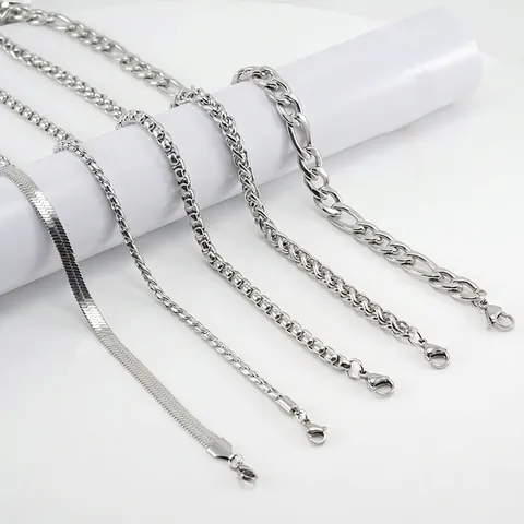 Roestvrijstalen Ketting Figaro Wheat Box Dragon Bone Blade Hiphop Minimalistische Sieraden Voor Heren Dames