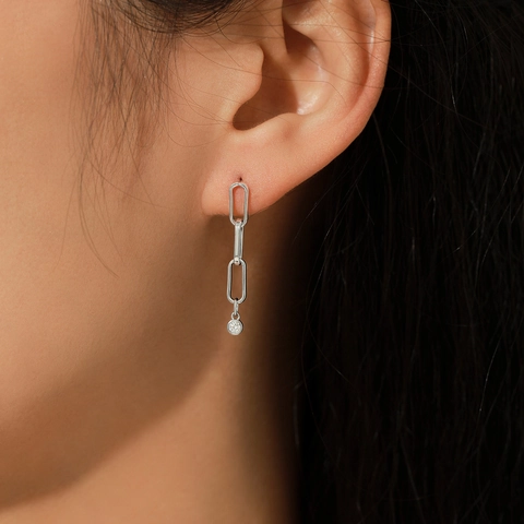 Pendientes Largos De Cadena De Moissanita Plata De Ley 925 Color D VVS1 Joyería Minimalista Brillante Para Mujer