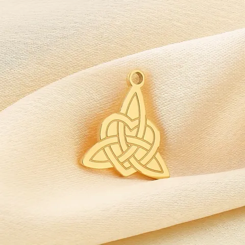Celtic Knot Heart Pendant Stainless Steel Gold Plated Hollow DIY Jewelry Making Accessories Geometric Vintage Style