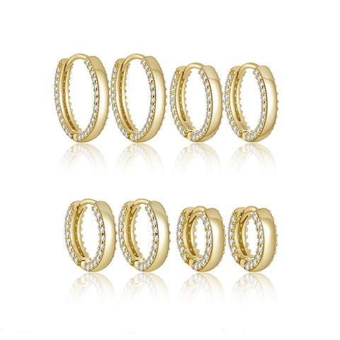S925 Sterling Silver Micro Inlaid Zirconia Hoop Earrings Minimalist Geometric Round Earrings For Women Daily Wear Jewelry Gift
