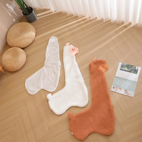 Cartoon Alpaca Plush Toy Shell Long Strip Body Pillow Case Teddy Fleece Semi-Finished Animal Pillowcase Without Filling Home Decor