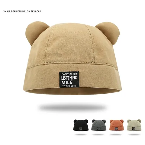 Cotton Docker Hat Cute Bear Ears Brimless Skull Cap Casual Streetwear Hip Hop Miki Hat For Women Men