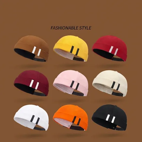 Cappello Docker Cotone Senza Tesa Strisce Verticali Regolabile Retro Streetwear Miki Hat Per Uomini Donne Unisex