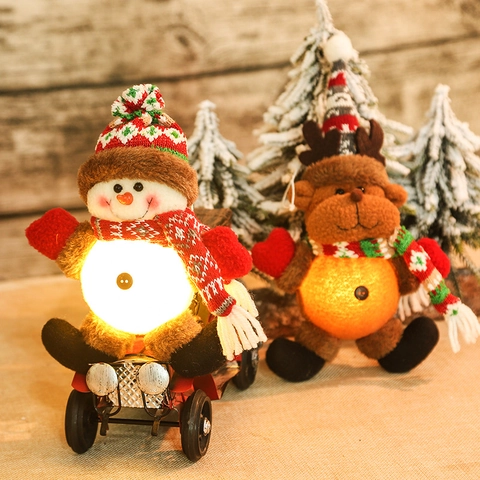 LED Leuchtende Weihnachten Plüsch Ornamente Weihnachtsmann Schneemann Rentier Puppe Strick Anhänger Für Baum Party Deko Geschenk