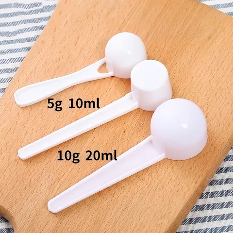White Plastic Measuring Spoons Long Handle Milk Powder Scoop Medicine Powder Quantitative Kitchen Tool