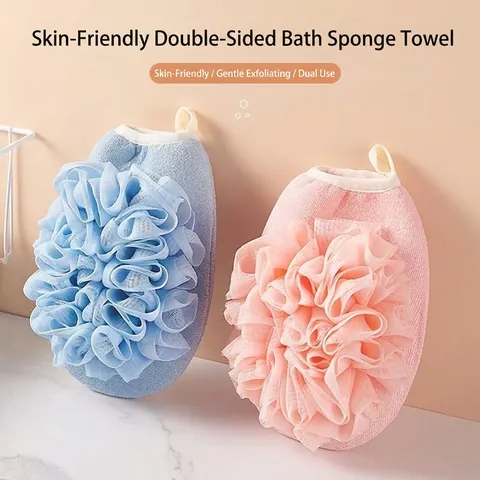 Dual Sided Exfoliating Bath Mitt Back Scrubber Rayon PE Mesh Deep Cleaning Skin Friendly Shower Towel Loofah Sponge