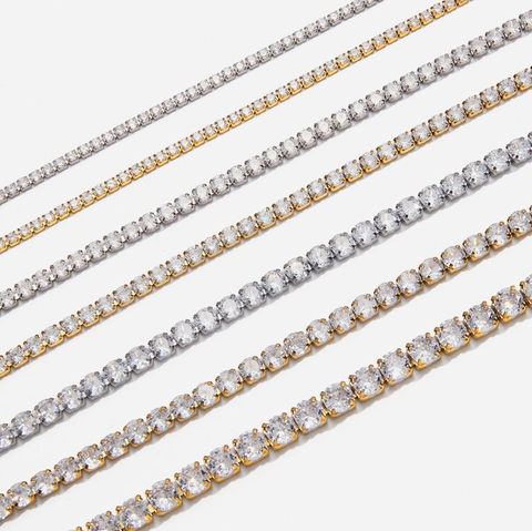Elegante Pulsera de Tenis de Acero Inoxidable con Strass para Mujer Chapado en Oro Plata Pulsera de Cadena de Eslabones Geométricos de Lujo