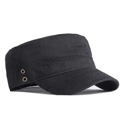 Cotton Cadet Cap Flat Top Military Hat Breathable Sun Protection Outdoor Casual Adjustable Vintage Sporty Unisex Hat