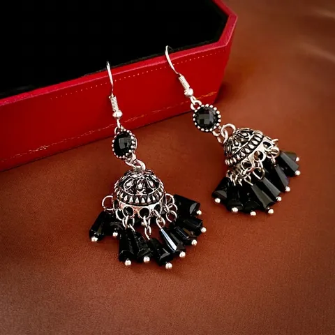 Ethno Vintage Quasten Ohrhänger Mit Kristall Strass Geometrischer Schmuck Für Damen Silver Earring Post