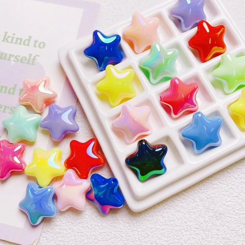 Star Shape Acrylic Beads Iridescent AB UV Plated Colorful Loose Beads For DIY Jewelry Making Phone Case Chain Keychains