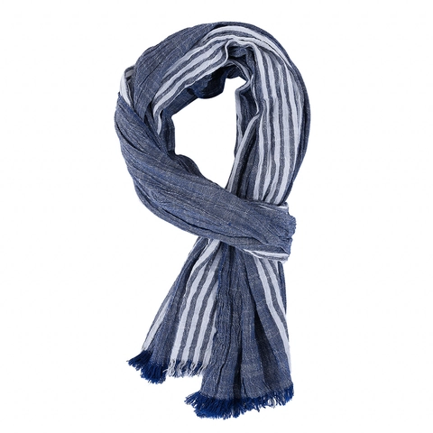 Heren Gestreepte Rayon Sjaal Lichtgewicht Gekreukte Textuur Franjes Lange Casual Pashmina