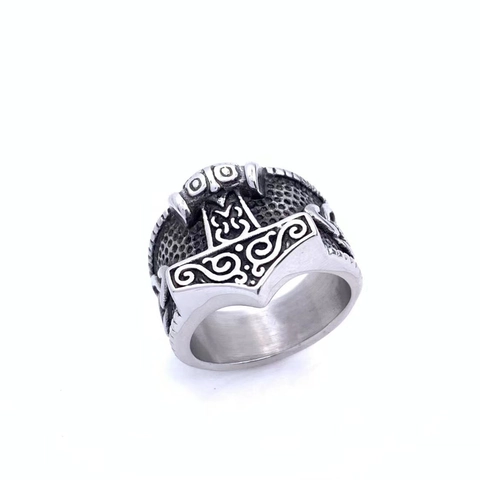 Anillo Vintage Martillo De Thor Mjolnir Acero Inoxidable Mitología Nórdica Vikinga Nudo Celta Joyería Punk Para Hombres