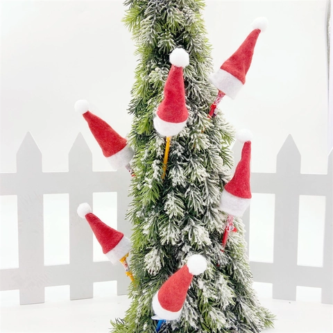 Mini Chapeaux De Noël En Tissu Non Tissé Décoration Sucette Ornements De Noël Festifs Décor De Table Maison Fournitures De Fête