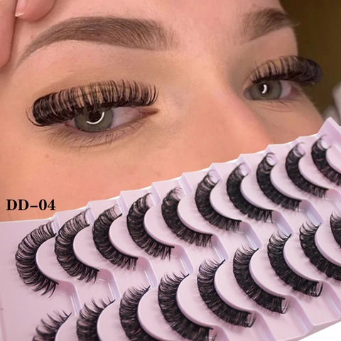 Ρωσικές Βλεφαρίδες Strip Lashes DD Curl Ψεύτικες Βλεφαρίδες Δραματικές Πυκνές Μακριές Επαναχρησιμοποιήσιμες Συνθετικές Ίνες Μακιγιάζ Ματιών