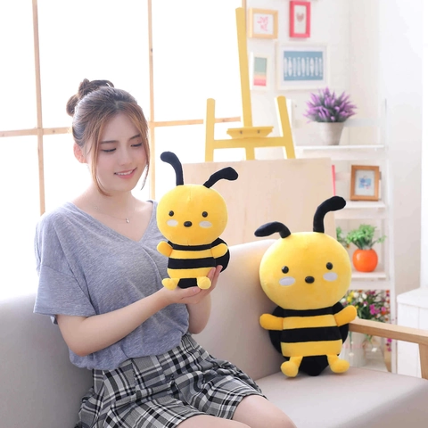 Cute Cartoon Bee Plush Toy Soft Stuffed Animal Honeybee Pillow For Kids Home Decoration Gift