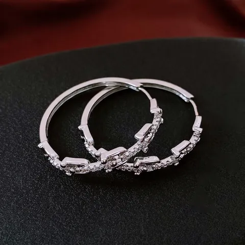 18K Vergoldete Creolen Mit 925 Sterling Silber Ohrstecker Kupfer Zirkonia Gliederkette Modeschmuck Für Damen