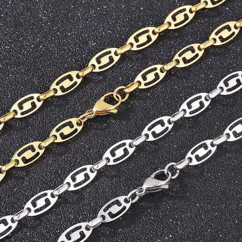 Collar De Cadena De Eslabones Geométricos Ovalados Huecos De Acero Inoxidable Joyería De Moda Para Mujer Diseño Elegante