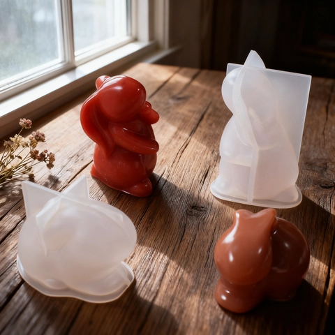 Rabbit Silicone Mold 3D Easter Bunny For DIY Candle Resin Plaster Making Baking Cake Decorating Handcrafted Tools
