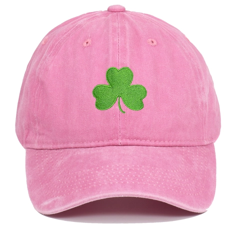 Baseballkappe Aus Gewaschener Baumwolle Mit Kleeblatt Stickerei Vintage Verstellbar Dad Hat Sonnenschutz