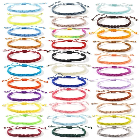Handmade Braided Rope Bracelet Adjustable Nylon Cord String Minimalist Friendship Jewelry Unisex Alloy Beads
