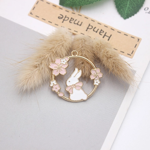 Pendentifs Alliage Émaillé Dessin Animé Lapin Chat Fleur Sakura DIY Fabrication Bijoux Charms Pour Collier Bracelet