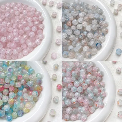 Cuentas De Vidrio Con Patrón De Grietas De Hielo Cuentas Sueltas Redondas Para Hacer Joyas DIY Pulsera Collar