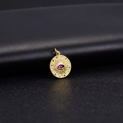 14K Gold Vergoldete Kupfer Anhänger Evil Eye Löwenzahn Jungfrau Maria Schild DIY Halskette Zubehör Schmuck Damen