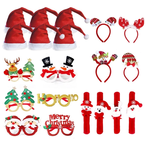 Forniture Decorazione Festa Natale Occhiali Cappelli Fasce Braccialetti Scatto Glitter Tessuto Non Tessuto Vacanza