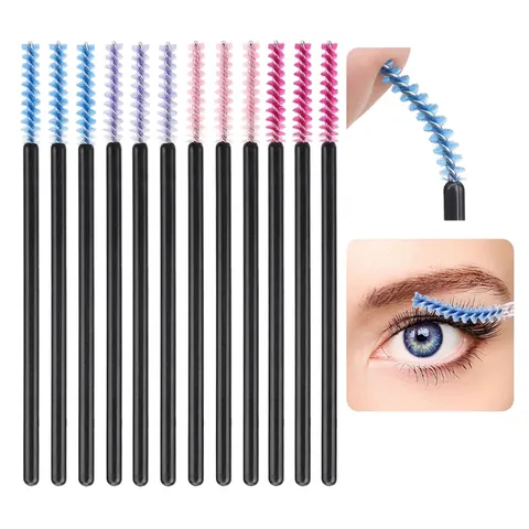 Disposable Eyelash Brushes Mascara Wands Spoolies Makeup Tool Brow Comb Flexible Head Spiral Bristles Nylon Plastic