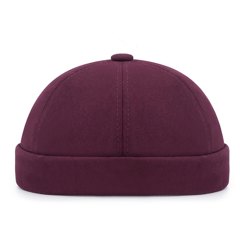 Gorro Docker Retro Sin Ala Algodón Sarga Miki Cap Ajustable Color Sólido Borde Enrollado Estilo Vintage Para Hombres