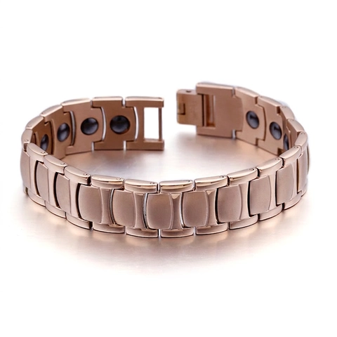 Herren Magnettherapie Armband Titanstahl Roségold Vergoldet Mode Gesundheit Schmuck