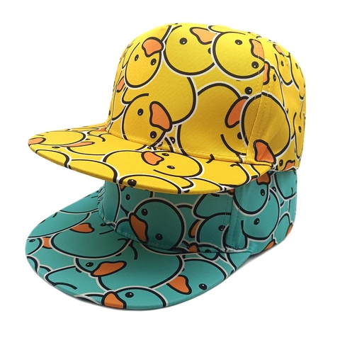 Casquette Snapback Imprimé Canard Polyester Bord Plat Hip Hop Streetwear Casquette De Baseball Réglable Pour Protection Solaire
