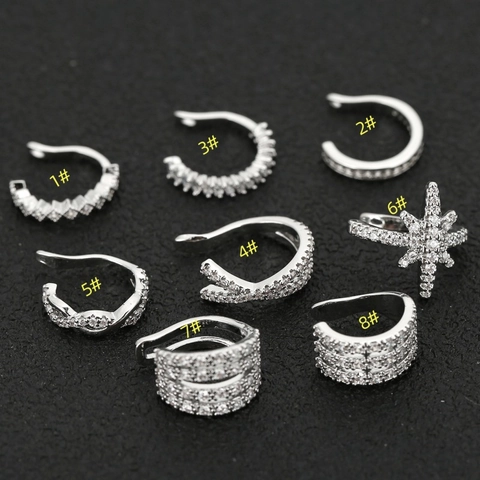 Ear Cuffs Zircone A Forma Di U Clip Per Orecchie Non Forate Squisiti Gioielli In Rame Scintillanti Per Donne