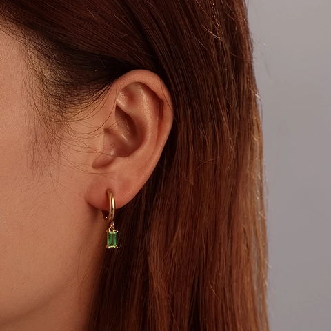 Emerald Green Zircon Necklace And Earrings 304 Stainless Steel 18K Gold Plated Geometric Jewelry Women Elegant Chic Style