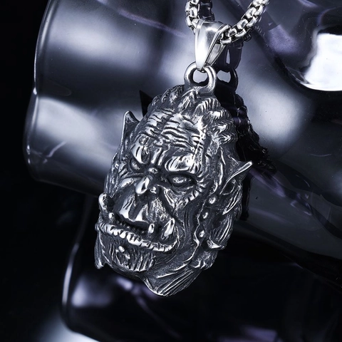 Collana Con Ciondolo Testa Di Orco In Acciaio Inossidabile Vintage Da Uomo Punk Hip Hop Gotico Mostro Mitico Gioielli Regalo