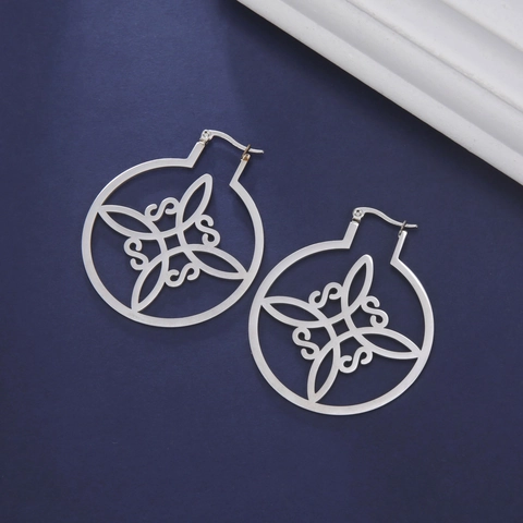 304 Edelstahl Hexenknoten Hohl Creolen Für Damen Gold Silber S-Form Keltischer Knoten Schmuck Mit Brisur