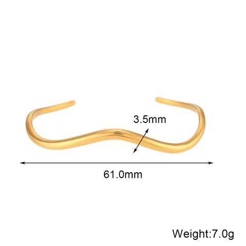 Brazalete Abierto De Ola Acero Inoxidable Irregular Minimalista Chapado En Oro Moda Para Mujeres Accesorio De Lujo