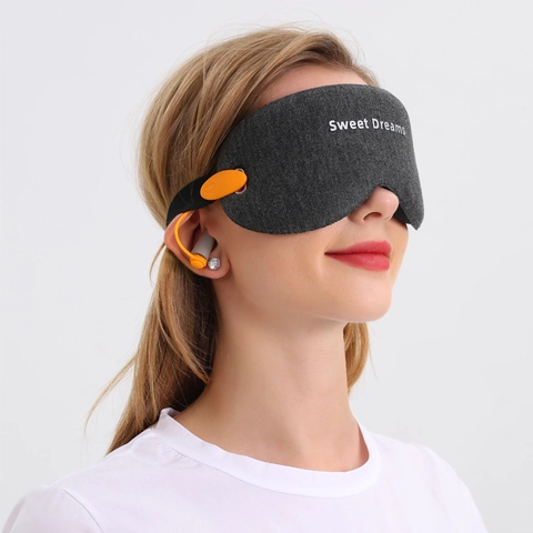 Integrated Earplugs 3D Blackout Sleep Mask Memory Foam Soft Knit Fabric Noise Canceling Eye Cover For Travel Rest