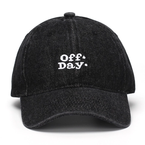 Casquette De Baseball En Denim De Coton Lavé Broderie Off Day Réglable Visière Courbée Protection Solaire Streetwear