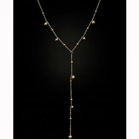 Collana Lunga A Y Minimalista Acciaio Inossidabile Placcato Oro Perline Tonde Nappa Catena Gioielli Per Donne